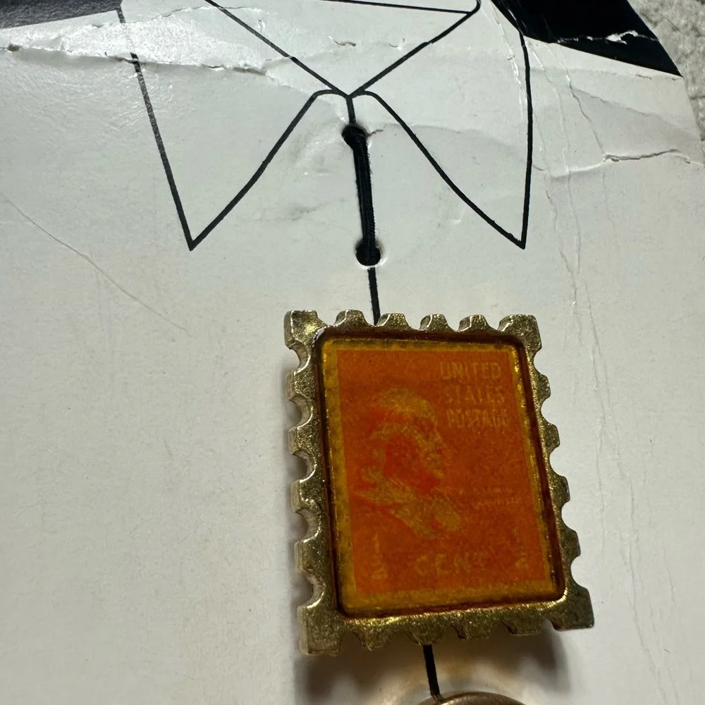 Vintage Nony New York Vintage Tie Clips Postage Stamp Design